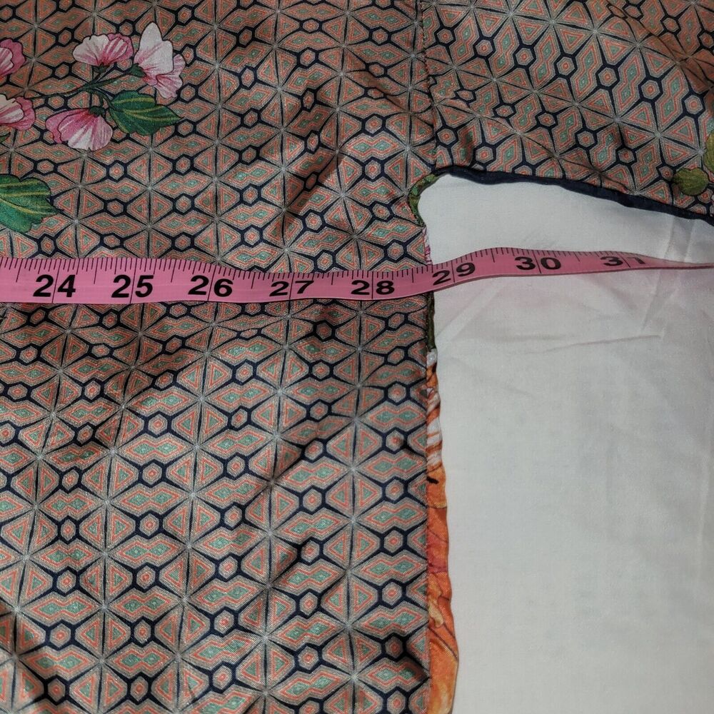 Johnny Was Navy Hot Pink Floral SILK Kimono Blouse - Picture 12 of 13